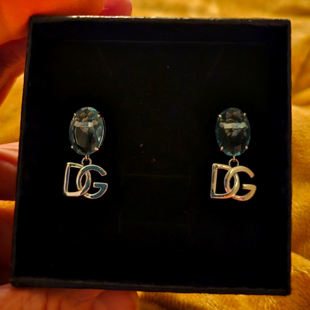 DG-logo rhinestones embellished earrings